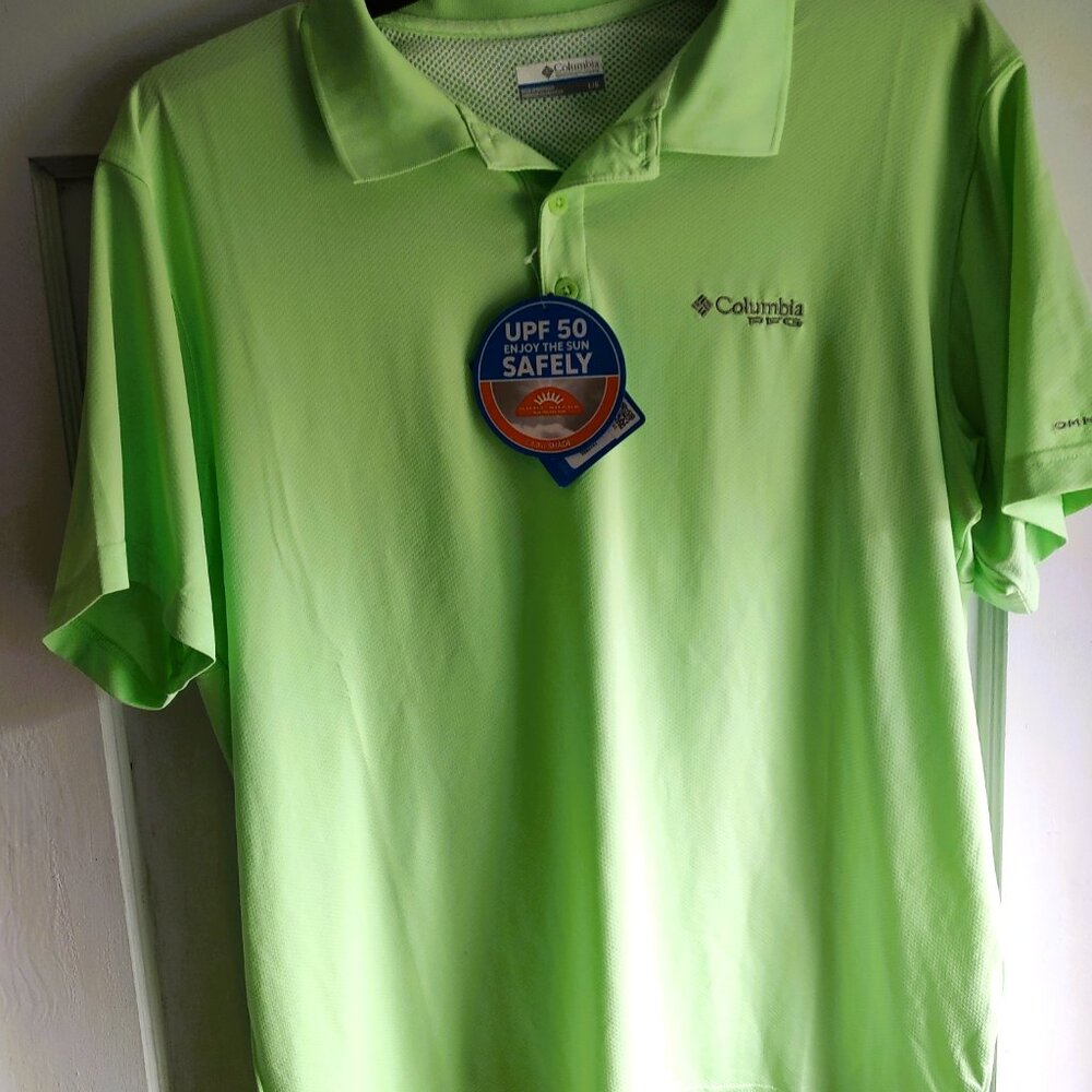 Columbia PFG Skiff Cast polo Omni-Shade men's size L yellow NWT